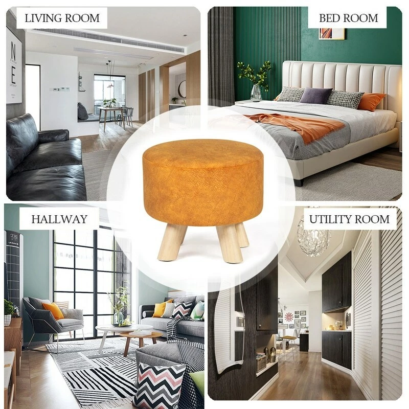 Best Sale 💯 Adeco Round Ottoman Velvet Foot Rest Stool With Non-Skid Legs Orange ⭐ 10 Best Sale 💯 Adeco Round Ottoman Velvet Foot Rest Stool With Non-Skid Legs Orange ⭐ - Image 8