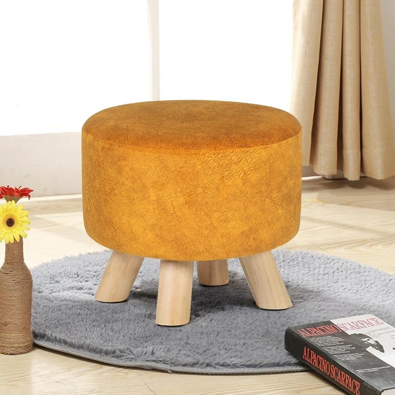 Best Sale 💯 Adeco Round Ottoman Velvet Foot Rest Stool With Non-Skid Legs Orange ⭐ 3 Best Sale 💯 Adeco Round Ottoman Velvet Foot Rest Stool With Non-Skid Legs Orange ⭐