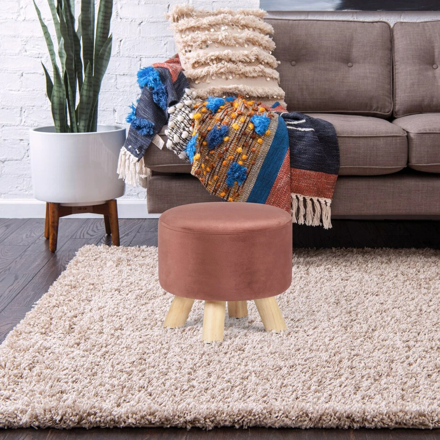 Best Sale 💯 Adeco Round Ottoman Velvet Foot Rest Stool With Non-Skid Legs Orange ⭐ 13 Best Sale 💯 Adeco Round Ottoman Velvet Foot Rest Stool With Non-Skid Legs Orange ⭐ - Image 11
