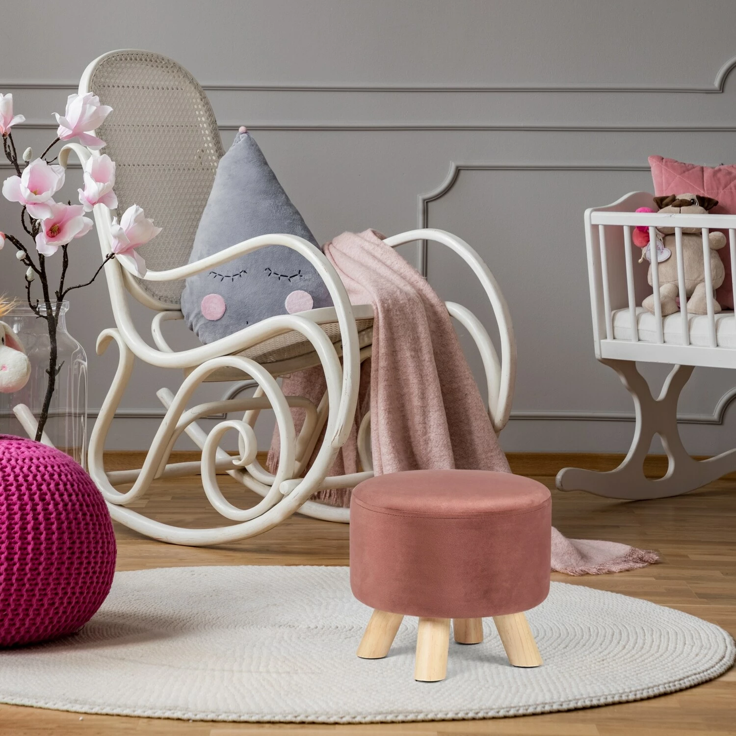 Best Sale 💯 Adeco Round Ottoman Velvet Foot Rest Stool With Non-Skid Legs Orange ⭐ 14 Best Sale 💯 Adeco Round Ottoman Velvet Foot Rest Stool With Non-Skid Legs Orange ⭐ - Image 12