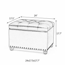 New 🔥 Adeco Red Leather Rectangular Storage Ottoman With Lid 💯 -Adeco Shop Adeco Round Red Leather Rectangular Storage Ottoman with Lid 4