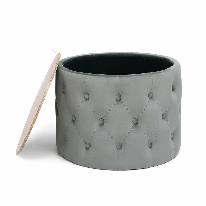 Best Sale โจ Adeco Round Storage Ottoman Coffee Table Velvet Wooden Lid Foot Stool Grey ๐ 15 Best Sale โจ Adeco Round Storage Ottoman Coffee Table Velvet Wooden Lid Foot Stool Grey ๐ - Image 13