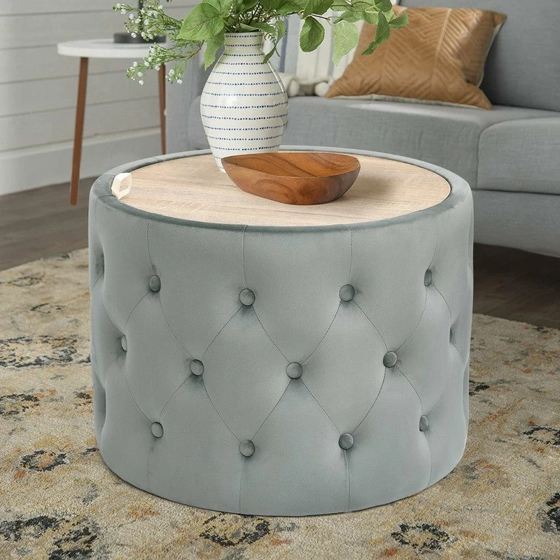 Best Sale โจ Adeco Round Storage Ottoman Coffee Table Velvet Wooden Lid Foot Stool Grey ๐ 10 Best Sale โจ Adeco Round Storage Ottoman Coffee Table Velvet Wooden Lid Foot Stool Grey ๐ - Image 8