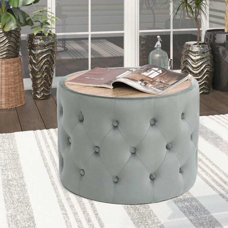 Best Sale โจ Adeco Round Storage Ottoman Coffee Table Velvet Wooden Lid Foot Stool Grey ๐ 12 Best Sale โจ Adeco Round Storage Ottoman Coffee Table Velvet Wooden Lid Foot Stool Grey ๐ - Image 10