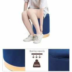 Best reviews of 🔥 Adeco Round Storage Ottoman Footrest Stool Velvet Gold Plating Base Blue 🔔 -Adeco Shop Adeco Round Storage Ottoman Footrest Stool Velvet Gold Plating Base 10