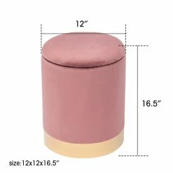 Best reviews of 🔥 Adeco Round Storage Ottoman Footrest Stool Velvet Gold Plating Base Blue 🔔 -Adeco Shop Adeco Round Storage Ottoman Footrest Stool Velvet Gold Plating Base 2