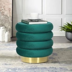 Flash Sale ⭐ Adeco Round Storage Ottoman Removable Lid Vanity Makeup Footstool Teal 🌟 -Adeco Shop Adeco Round Storage Ottoman Removable Lid Vanity Makeup Footstool 10