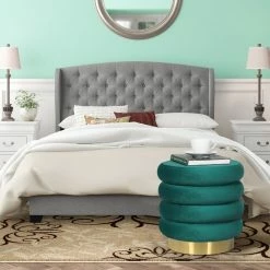Flash Sale ⭐ Adeco Round Storage Ottoman Removable Lid Vanity Makeup Footstool Teal 🌟 -Adeco Shop Adeco Round Storage Ottoman Removable Lid Vanity Makeup Footstool 12