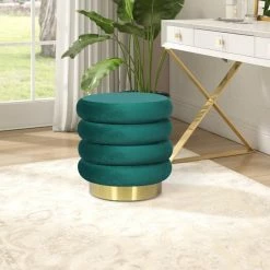 Flash Sale ⭐ Adeco Round Storage Ottoman Removable Lid Vanity Makeup Footstool Teal 🌟 -Adeco Shop Adeco Round Storage Ottoman Removable Lid Vanity Makeup Footstool 13
