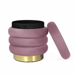 Flash Sale ⭐ Adeco Round Storage Ottoman Removable Lid Vanity Makeup Footstool Teal 🌟 -Adeco Shop Adeco Round Storage Ottoman Removable Lid Vanity Makeup Footstool 5