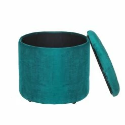 Best Pirce 👏 Adeco Round Storage Ottoman Velvet Footrest Stool With Removable Lid Orange 🎁 -Adeco Shop Adeco Round Storage Ottoman Velvet Footrest Stool With Removable Lid 3