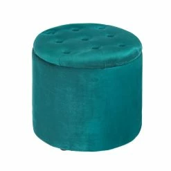 Best Pirce 👏 Adeco Round Storage Ottoman Velvet Footrest Stool With Removable Lid Orange 🎁 -Adeco Shop Adeco Round Storage Ottoman Velvet Footrest Stool With Removable Lid 7