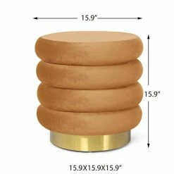 Discount ✔️ Adeco Round Storage Ottoman With Removable Lid, Vanity Velvet Footrest ⌛ -Adeco Shop Adeco Round Storage Ottoman with Removable Lid2C Vanity Velvet Footrest 3