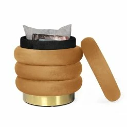 Discount ✔️ Adeco Round Storage Ottoman With Removable Lid, Vanity Velvet Footrest ⌛ -Adeco Shop Adeco Round Storage Ottoman with Removable Lid2C Vanity Velvet Footrest 4