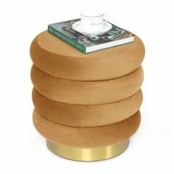 Discount ✔️ Adeco Round Storage Ottoman With Removable Lid, Vanity Velvet Footrest ⌛ -Adeco Shop Adeco Round Storage Ottoman with Removable Lid2C Vanity Velvet Footrest 6