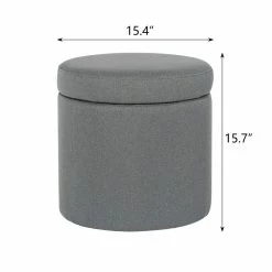 Deals 👍 Adeco Round Storage Ottoman, Fabric Stool Footrest With Removable Lid Black 👍 -Adeco Shop Adeco Round Storage Ottoman2C Fabric Stool Footrest with Removable Lid 9