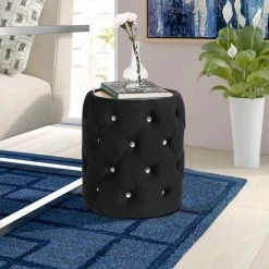Best reviews of ⌛ Adeco Round Storage Velvet Ottoman Removable Wooden Lid Coffee Table Black 👍 -Adeco Shop Adeco Round Storage Velvet Ottoman Removable Wooden Lid Coffee Table 12