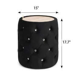 Best reviews of ⌛ Adeco Round Storage Velvet Ottoman Removable Wooden Lid Coffee Table Black 👍 -Adeco Shop Adeco Round Storage Velvet Ottoman Removable Wooden Lid Coffee Table 13