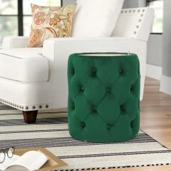 Best reviews of ⌛ Adeco Round Storage Velvet Ottoman Removable Wooden Lid Coffee Table Black 👍