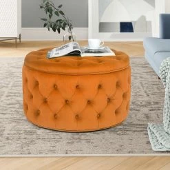 Wholesale ๐ฏ Adeco Round Velvet Button Tufted Storage Ottoman, Footrest Footstool Orange โญ 19 Wholesale ๐ฏ Adeco Round Velvet Button Tufted Storage Ottoman, Footrest Footstool Orange โญ -Adeco Shop Adeco Round Velvet Button Tufted Storage Ottoman2C Footrest Footstool 2