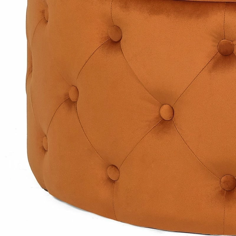 Wholesale ๐ฏ Adeco Round Velvet Button Tufted Storage Ottoman, Footrest Footstool Orange โญ 9 Wholesale ๐ฏ Adeco Round Velvet Button Tufted Storage Ottoman, Footrest Footstool Orange โญ - Image 7