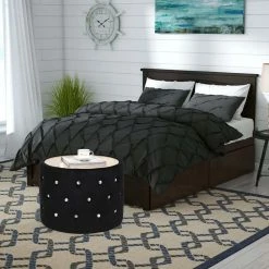 Hot Sale 💯 Adeco Round Velvet Large Storage Ottoman Function Footrest For Bedroom ⭐ -Adeco Shop Adeco Round Velvet Large Storage Ottoman Function Footrest For Bedroom 2