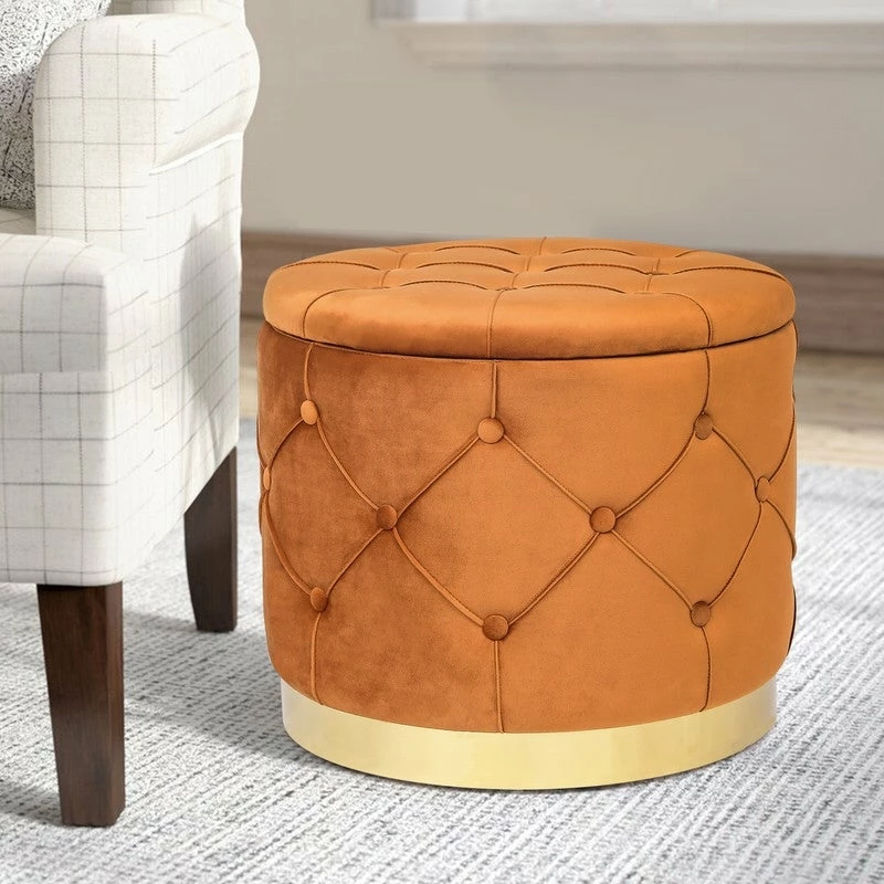 Best Pirce ๐ Adeco Round Velvet Multi-Function Vanity Footstool Storage Ottoman Orange ๐ฏ 4 Best Pirce ๐ Adeco Round Velvet Multi-Function Vanity Footstool Storage Ottoman Orange ๐ฏ - Image 2