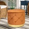 Best Pirce 😀 Adeco Round Velvet Multi-Function Vanity Footstool Storage Ottoman Orange 💯 -Adeco Shop Adeco Round Velvet Multi Function Vanity Footstool Storage Ottoman