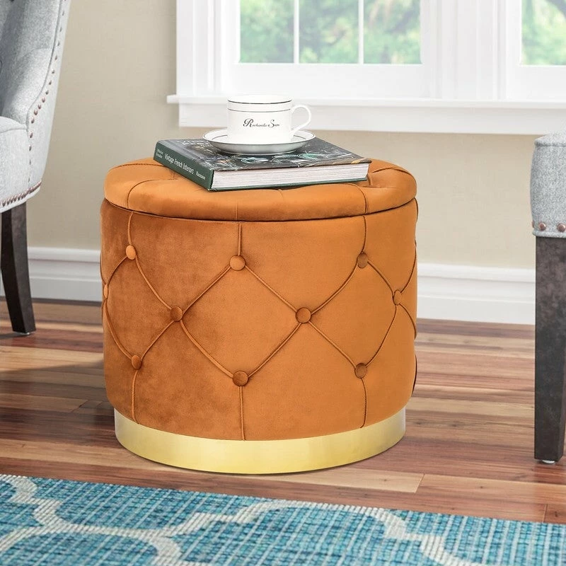 Best Pirce ๐ Adeco Round Velvet Multi-Function Vanity Footstool Storage Ottoman Orange ๐ฏ 5 Best Pirce ๐ Adeco Round Velvet Multi-Function Vanity Footstool Storage Ottoman Orange ๐ฏ - Image 3