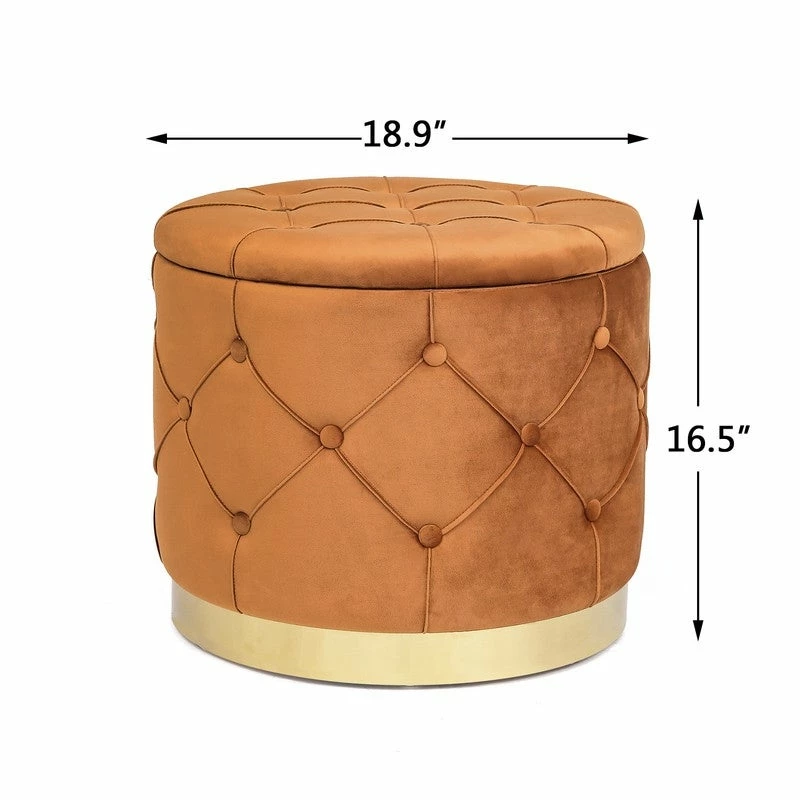 Best Pirce ๐ Adeco Round Velvet Multi-Function Vanity Footstool Storage Ottoman Orange ๐ฏ 6 Best Pirce ๐ Adeco Round Velvet Multi-Function Vanity Footstool Storage Ottoman Orange ๐ฏ - Image 4