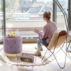 Promo 😀 Adeco Round Velvet Ottoman Button Tufted Footstool Gold Plating Base 😍 18 Promo 😀 Adeco Round Velvet Ottoman Button Tufted Footstool Gold Plating Base 😍 -Adeco Shop Adeco Round Velvet Ottoman Button Tufted Footstool Gold Plating Base 7