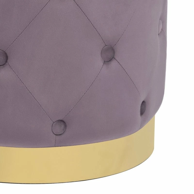 Promo 😀 Adeco Round Velvet Ottoman Button Tufted Footstool Gold Plating Base 😍 11 Promo 😀 Adeco Round Velvet Ottoman Button Tufted Footstool Gold Plating Base 😍 - Image 9