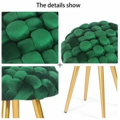 Best reviews of 😉 Adeco Round Velvet Ottoman Foot Rest Stool Blue ✔️ -Adeco Shop Adeco Round Velvet Ottoman Foot Rest Stool Vanity Stool 6