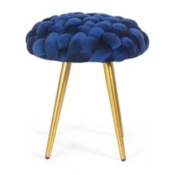 Best reviews of 😉 Adeco Round Velvet Ottoman Foot Rest Stool Blue ✔️ -Adeco Shop Adeco Round Velvet Ottoman Foot Rest Stool Vanity Stool 9