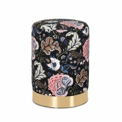 Coupon 🎉 Adeco Round Velvet Ottoman Foot Stool With Gold Trim Soft Compact 🎁 -Adeco Shop Adeco Round Velvet Ottoman Foot Stool with Gold Trim Soft Compact 3