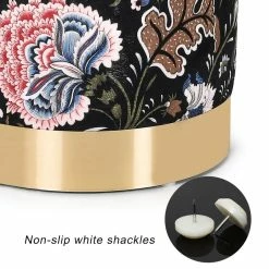 Coupon 🎉 Adeco Round Velvet Ottoman Foot Stool With Gold Trim Soft Compact 🎁 -Adeco Shop Adeco Round Velvet Ottoman Foot Stool with Gold Trim Soft Compact 7