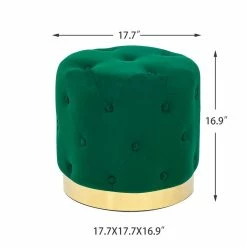 Budget 😉 Adeco Round Velvet Ottoman Vanity Footrest Stool Gold Plating Base Green 🛒 -Adeco Shop Adeco Round Velvet Ottoman Vanity Footrest Stool Gold Plating Base 12