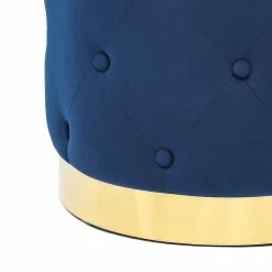 Budget 😉 Adeco Round Velvet Ottoman Vanity Footrest Stool Gold Plating Base Green 🛒 -Adeco Shop Adeco Round Velvet Ottoman Vanity Footrest Stool Gold Plating Base 3