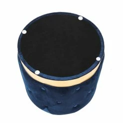 Budget 😉 Adeco Round Velvet Ottoman Vanity Footrest Stool Gold Plating Base Green 🛒 -Adeco Shop Adeco Round Velvet Ottoman Vanity Footrest Stool Gold Plating Base 4
