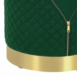 Brand new ✔️ Adeco Round Velvet Ottoman, Upholstered Vanity Stools Lattice Zipper Dark Grey 🌟 -Adeco Shop Adeco Round Velvet Ottoman2C Upholstered Vanity Stools Lattice Zipper 6