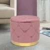 Best Sale 💯 Adeco Round Velvet Storage Ottoman Multi-Function Vanity Footstool Pink ❤️ -Adeco Shop Adeco Round Velvet Storage Ottoman Multi Function Vanity Footstool