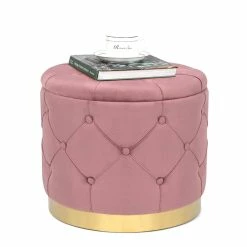 Best Sale 💯 Adeco Round Velvet Storage Ottoman Multi-Function Vanity Footstool Pink ❤️ 19 Best Sale 💯 Adeco Round Velvet Storage Ottoman Multi-Function Vanity Footstool Pink ❤️ -Adeco Shop Adeco Round Velvet Storage Ottoman Multi Function Vanity Footstool 2