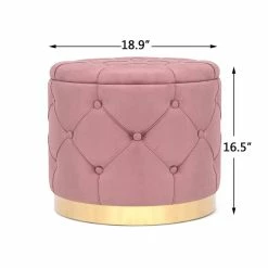 Best Sale 💯 Adeco Round Velvet Storage Ottoman Multi-Function Vanity Footstool Pink ❤️ 20 Best Sale 💯 Adeco Round Velvet Storage Ottoman Multi-Function Vanity Footstool Pink ❤️ -Adeco Shop Adeco Round Velvet Storage Ottoman Multi Function Vanity Footstool 3