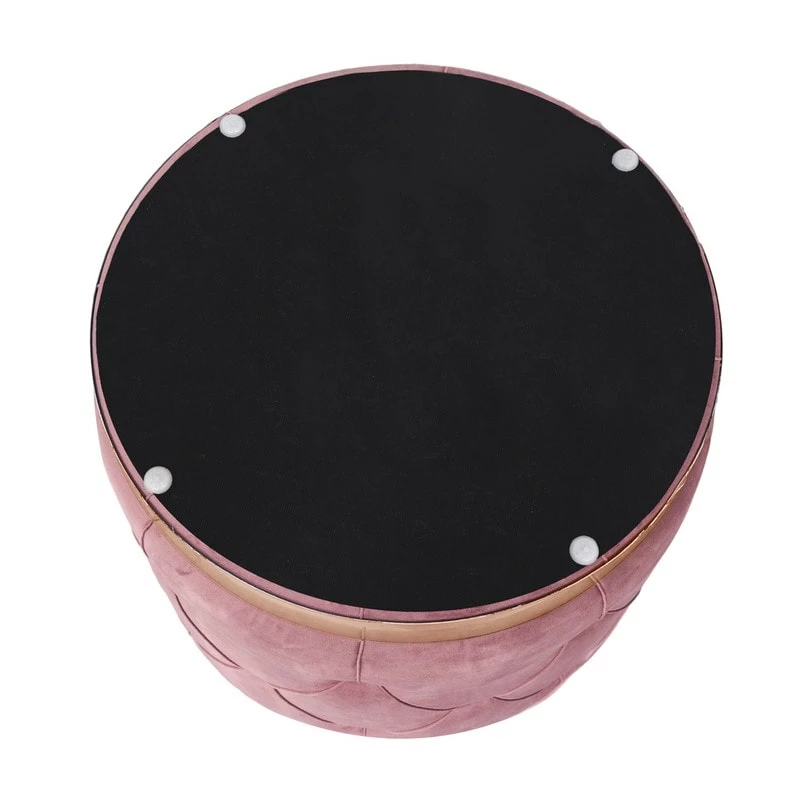 Best Sale 💯 Adeco Round Velvet Storage Ottoman Multi-Function Vanity Footstool Pink ❤️ 7 Best Sale 💯 Adeco Round Velvet Storage Ottoman Multi-Function Vanity Footstool Pink ❤️ - Image 5
