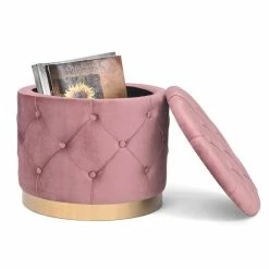 Best Sale 💯 Adeco Round Velvet Storage Ottoman Multi-Function Vanity Footstool Pink ❤️ 22 Best Sale 💯 Adeco Round Velvet Storage Ottoman Multi-Function Vanity Footstool Pink ❤️ -Adeco Shop Adeco Round Velvet Storage Ottoman Multi Function Vanity Footstool 5