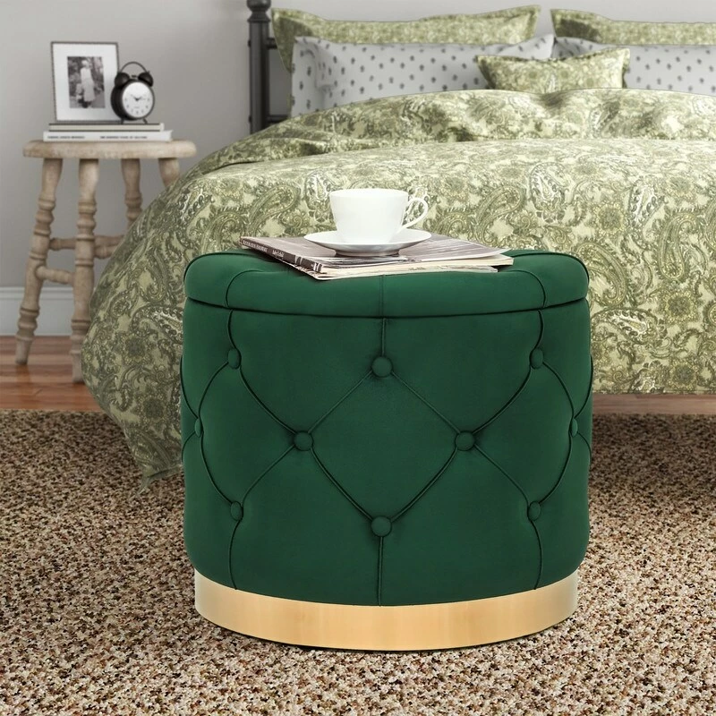 Best Sale 💯 Adeco Round Velvet Storage Ottoman Multi-Function Vanity Footstool Pink ❤️ 11 Best Sale 💯 Adeco Round Velvet Storage Ottoman Multi-Function Vanity Footstool Pink ❤️ - Image 9