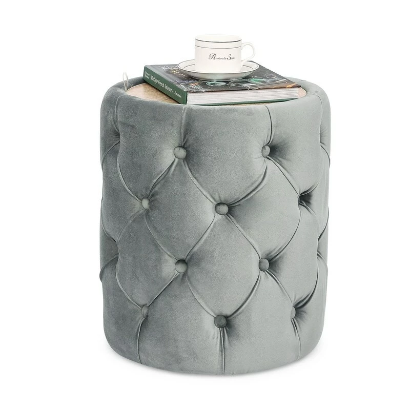 Coupon 🛒 Adeco Round Velvet Storage Ottoman Removable Wooden Lid Coffee Table Blue 🥰 17 Coupon 🛒 Adeco Round Velvet Storage Ottoman Removable Wooden Lid Coffee Table Blue 🥰 - Image 15