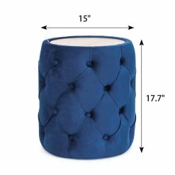 Coupon 🛒 Adeco Round Velvet Storage Ottoman Removable Wooden Lid Coffee Table Blue 🥰 20 Coupon 🛒 Adeco Round Velvet Storage Ottoman Removable Wooden Lid Coffee Table Blue 🥰 -Adeco Shop Adeco Round Velvet Storage Ottoman Removable Wooden Lid Coffee Table 3