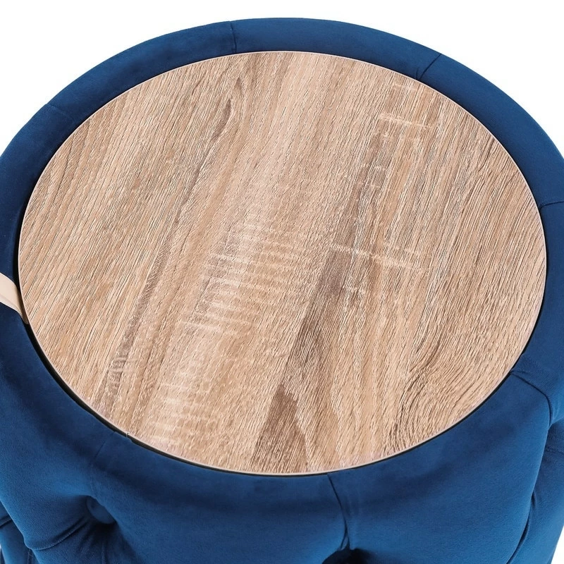 Coupon 🛒 Adeco Round Velvet Storage Ottoman Removable Wooden Lid Coffee Table Blue 🥰 8 Coupon 🛒 Adeco Round Velvet Storage Ottoman Removable Wooden Lid Coffee Table Blue 🥰 - Image 6