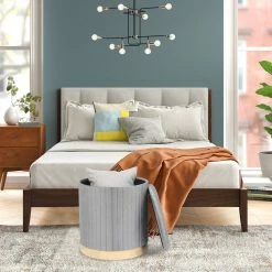 Brand new ❤️ Adeco Round Velvet Storage Ottoman Vanity Stool Footstool (Pack Of 2) Grey 🥰 -Adeco Shop Adeco Round Velvet Storage Ottoman Vanity Stool Rest Stool 28Pack of 229 7